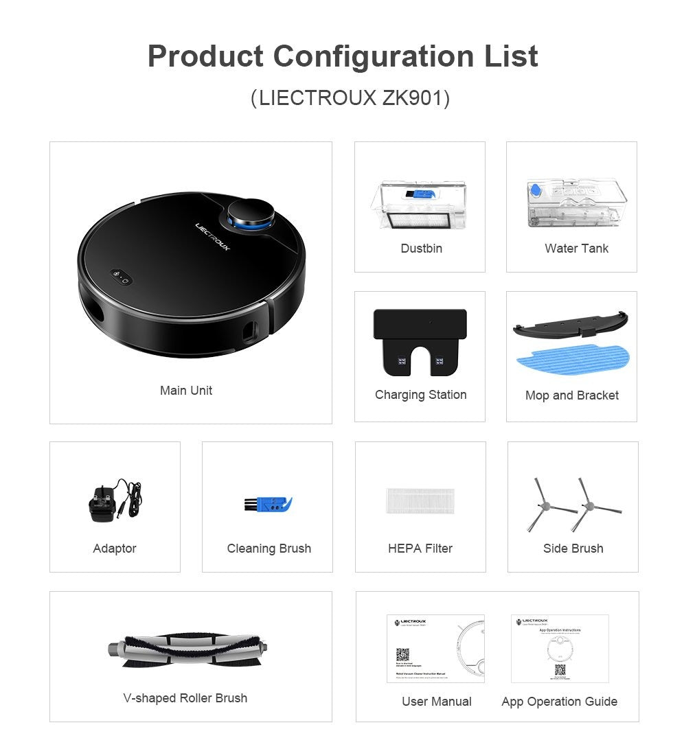 Load image into Gallery viewer, Liectroux ZK901 Robot Vacuum and Mop Cleaner with Laser navigation

