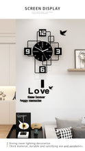 Load image into Gallery viewer, Square Acrylic Large Pendulum Decorative Modern Wall Clock with stickers
