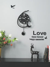 Load and play video in Gallery viewer, Modern Oval Clock with Pendulum and Bird in Black
