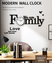 Load image into Gallery viewer, We Are Family Black Modern Round Clock
