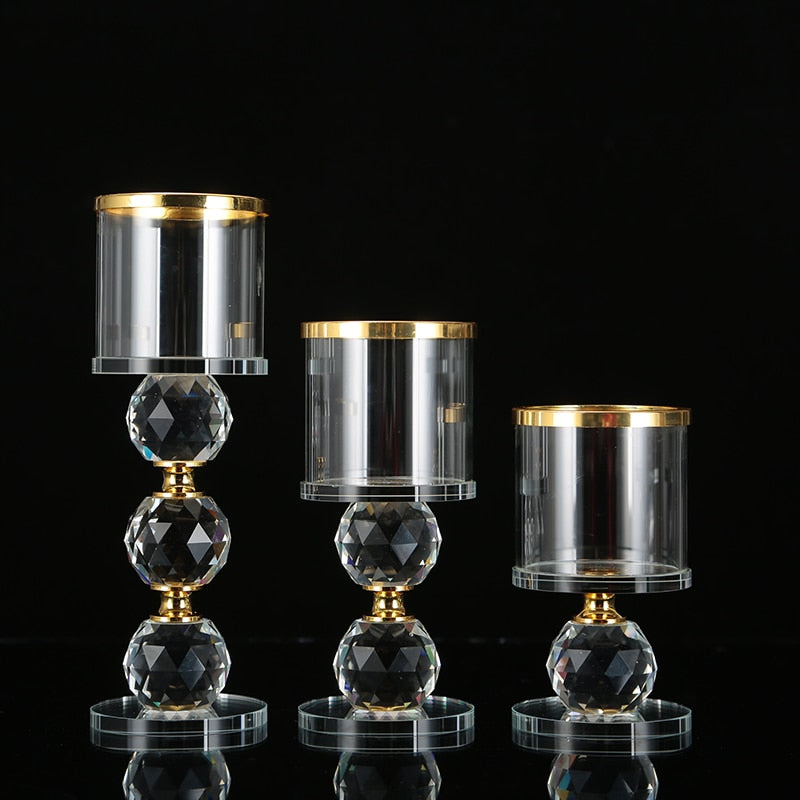 3pcs Crystal Candle Stick Holders Stand